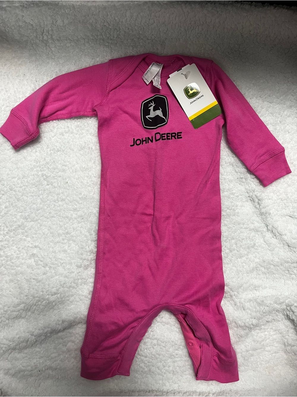 NWT John Deere Pink Baby One-Piece with Logo